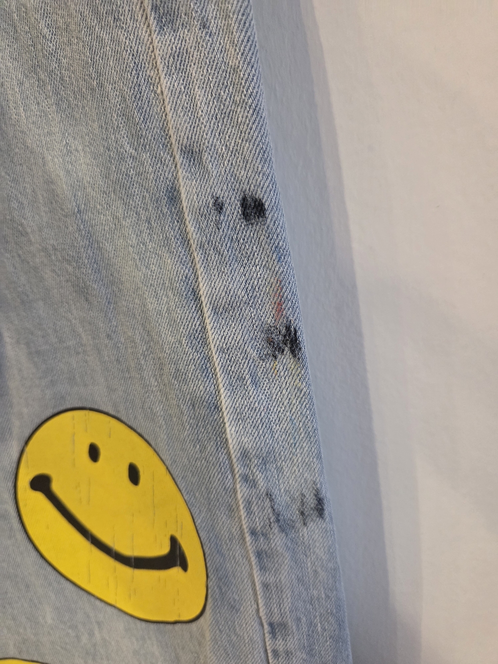 Light Blue Denim Women’s Overalls with Yellow Smiley Motif - Picture 6 of 6